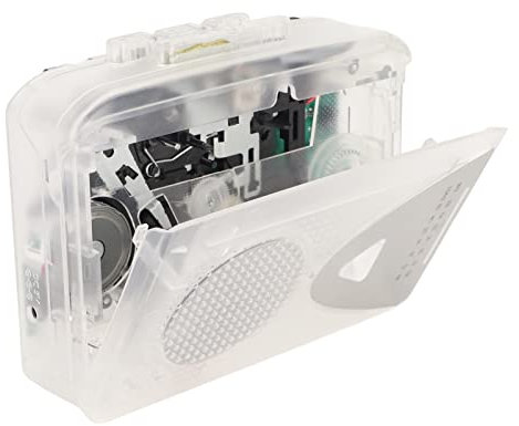 Tragbarer Kassettenspieler, Retro-FM-AM-Radio mit Lautsprecher und Kopfhöreranschluss, Kassetten-zu-MP3-Konverter, Kassettenrekorder für Reisen, Sport (Transparent)