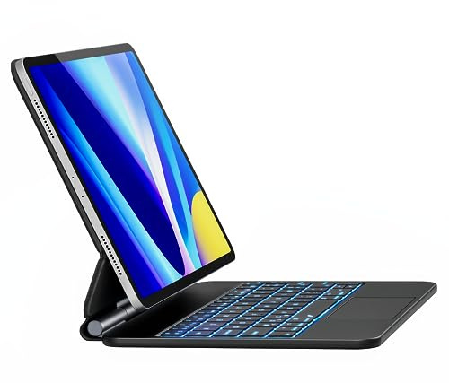 Earto Clavier pour iPad Air 11 M3 2025/M2 2024, iPad Air 5/4 2022/2020 | iPad Pro 11 4/3/2/1,Magic Keyboard AZERTY, Trackpad, Rétroéclairage 7 Couleurs, Noir,Pour nomades et professionnels.
