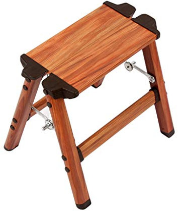 Tritthocker Zweistufige Metallleiter, Holzmuster Leiterhocker Doppelleiter Kinder Erwachsene Sicherheitsfußhocker Haushaltsleiter/Braun (Braun)