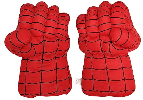 Superhjältar barnleksaker, knythandskar, boxhandskar, händer, mjuka plyschvlor, cosplay för pojkar, present till jul, halloween och födelsedag (röd)