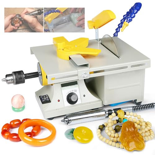 HpLNDas 850W Pulidora Joyería Roca, Máquina Cortadora De Torno De Banco, Pulidora De Piedras Preciosas, Máquina Pulidora para Fabricación De Joyas, para Pulir, Cortar Y Perforar