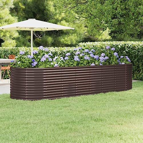 FUDUGEHMIOFWFJJ hochbeet schmal,fertigteich,pflanzkübel rund,Hochbeet Pulverbeschichteter Stahl 322x100x68 cm BraunGeeignet für Garten, Terrasse, Schlafzimmer, Wohnzimmer