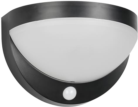 Reality Leuchten LED Außenwandleuchte Cobre R24716132, Kunststoff Schwarz matt, 8 Watt LED, Hybrid Solar/Akku, Dämmerungssensor, Bewegungssensor