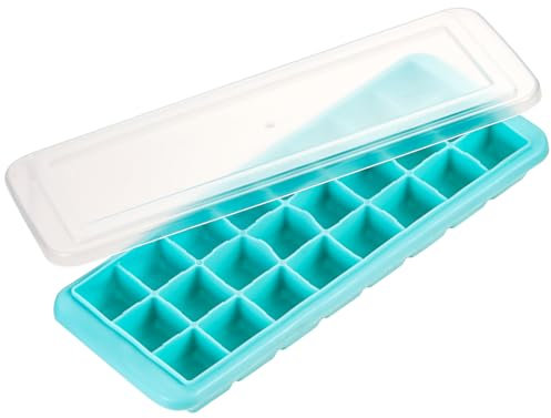 Arcjunys Silicone Ice Cube Tray with Lid Ice Tray with Lid Ice Trays for Freezer 24 Square Ice Cube Trays Silicone Ice Cube Moulds Ice Moulds for Freezer Cocktail Whiskey Chocolate and Drink Blue