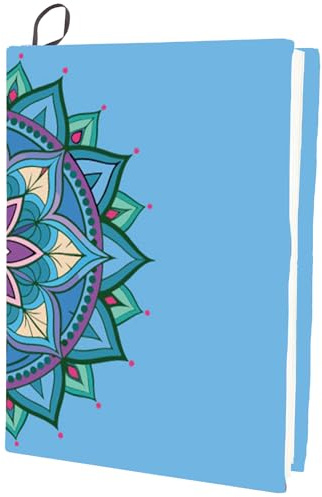 CRASPIRE Funda Elástica para Libros con Diseño de Mandalas, con Diseño Floral de Flores Azules, Lavable, Reutilizable, de Nailon, para Libros de Tapa Dura de 9x11 Pulgada, Regalo de Libro de Texto