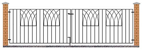 Abbey Modern Metal Driveway Garden Gates Wrought Iron Style Dual Swing Gate (3095mm Gap x 812mm High ABZP12)