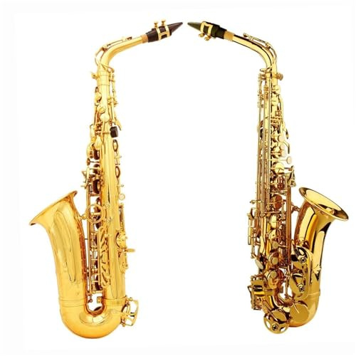 Professionelle Saxophon Eb Altsaxophon Gold Silber E Flat Tonalität Saxophon Messingkorpus Geschnitzt Mit Kofferriemenhandschuhen(A)