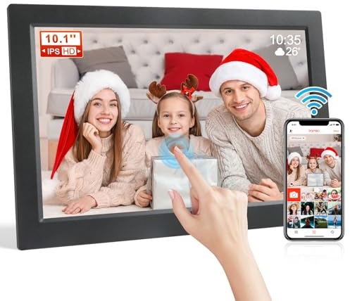 FRAMEO 10,1 Zoll Digitaler Bilderrahmen WLAN, 1280x800 HD IPS LCD Touchscreen Smart Cloud-Fotorahmen mit 16GB Speicher, Auto Drehung, Einfache Weitergabe von Fotos Videos über Frameo App