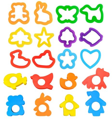 WENJION Knete Zubehör 20-teilig, Bunte Tierformen Und Knetwerkzeug Set Für Kinder, Kreative Knetformen Aus Kunststoff Für Knetmasse, Lernspielzeug Zur Förderung Von Feinmotorik Und Fantasie