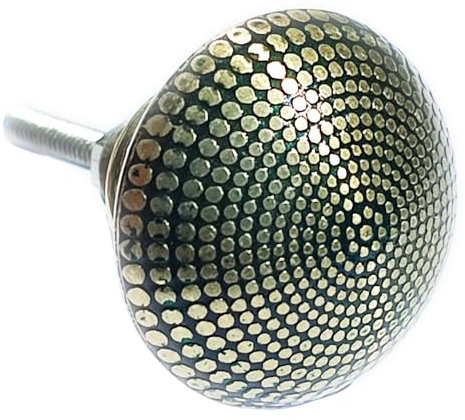 French Furniture Fittings Set of 6 Brass Dimple Knobs - Turquoise and Yellow-Gold Kitchen Cabinet Pull knobs, Cupboard, Chest, Furniture, Drawer Handles - Vintage Shabby Chic Diameter 38mm by FFF