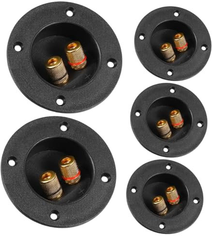HOMSFOU Set 5 Pezzi Connettori Terminale Altoparlante a 2 Vie in Plastica e Metallo, Morsetti a Vite e Rapido Sgancio Per Cablaggio Sicuro, Compatibili Subwoofer e Altoparlanti Auto