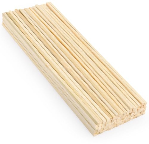 LeisuDay 5x5mm Holzstäbchen zum Basteln, 50 Stück Holzstäbe Quadratisch 30cm Lang, Holzklötzchen Holzleiste Holzstange Bambusstäbe Bastelholz Stäbchen zum Modellbau DIY Handwerk