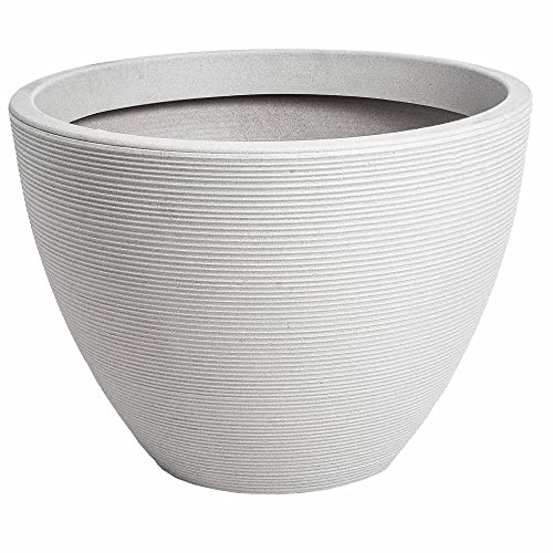 Muddy Hands Decorative Stone Effect Round Plastic Planter Bowl Indoor Home Outdoor Garden Flower Herb Tree Ornamental Plant Pot Water Feature (Stone, Large)