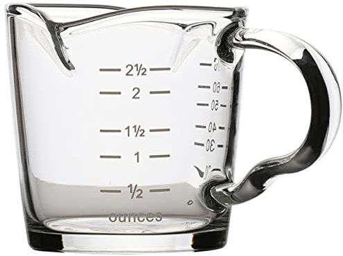 KOCKSHION 1Pezzi Tazza da Espresso con Misurino Bicchiere Temperato Design Due per Facilmente per Ristoranti e Uffici Capacità