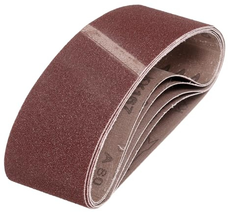 QUARKZMAN 76mm x 457mm Nastri Abrasivi, 5Pz 80 Grana Carta Vetrata per Levigatrice Ossido di Allumina Per Lavorazione Legno, Lucidatura Metalli, Affilatura Coltelli