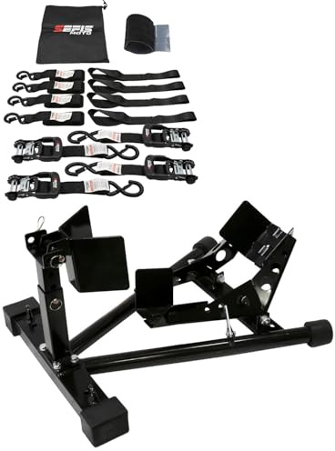 SEFIS C30 - Cavalletto anteriore per moto, per pneumatici anteriori da 16 a 21, supporto per moto, montaggio a morsetto, (C30 + set 40 cinghie)