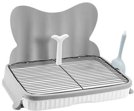 Fonowx Inodoro para Perros Resistente a Fugas con Protector, Bandeja para Orinar de Interior con Urinario para Perros, 57cm Gris 18mm