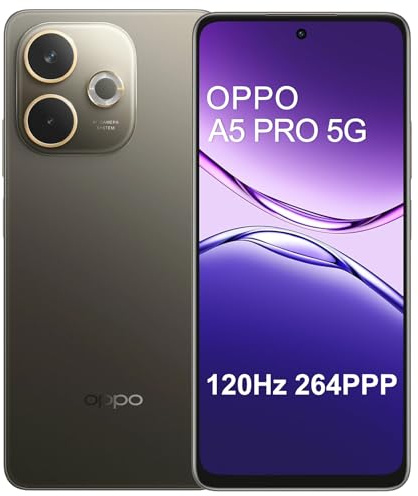 OPPO A5 Pro 5G 8+256Go, IA Smartphone Android Débloqué, Dimensity 6300, Écran 120Hz 6,67 LCD, IP69, Batterie 5800mAh, SUPERVOOC 45W, Caméra AI 50MP Téléphone, AI LinkBoost, NFC, Dual SIM, Noir