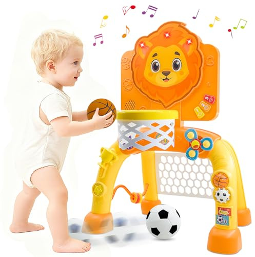 MEDMHSMA Mini Basketballkorb Fußballtor Kleinkind Indoor Outdoor Sportspielzeug mit Ball, Garten Spiele Sensorik Spielzeug Geschenk für Kinder Jungen und Mädchen ab 1 2 3 Jahre