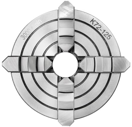 Chuck K72-125 Drehfutter, 5 Zoll, 4-Backen, unabhängiges Wendebacken-Drehfutter aus Metall, Drehmaschinenzubehör for Drehmaschinen