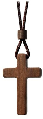 Natürliches Holzkreuz Holz Sandalholz Kreuz Anhänger Halskette für Männer Frauen Christliche Taufe Weihnachten Ostern Gebet Glauben Bestätigung Geburtstag Geschenk Auto Rückblick Spiegel Hängende