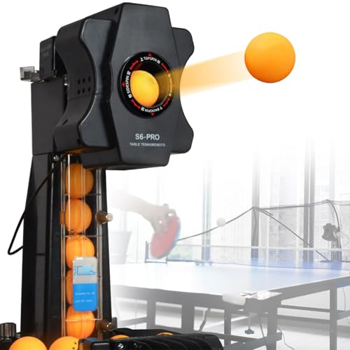 DSYYNAY Robot da ping pong con rete robot automatico per allenamento a casa, giro,frequenza,velocità palla,rotazione,caduta e altezza personalizzabili con 100 palline