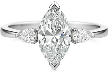 Ayoiow Drei Steine Vorsteckring Damen mit Moissanit, Damen Ringe Platin, Platin 950 Größe 60 (19.1)