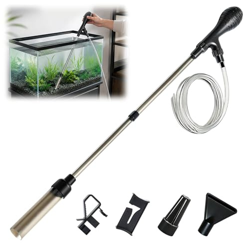 GothicBride Aspirapolvere per acquario, 2 in 1, con tubo da 2 m e supporto per tubo flessibile per cambio acqua, pulizia dell'acquario, filtro a sabbia con sifone