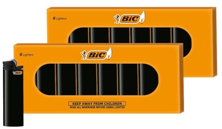 BIC - Paquete de 16 encendedores Maxi, Color Negro Intenso.