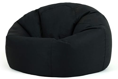 Bean Bag Bazaar Kingston Gaming Beanbag, Black, Garden Chair with Water Resistant Fabric, Large Bean Bag for Indoor Outdoor Use with Filling Included, Floor Chair, Garden Furniture, Outdoor Seating