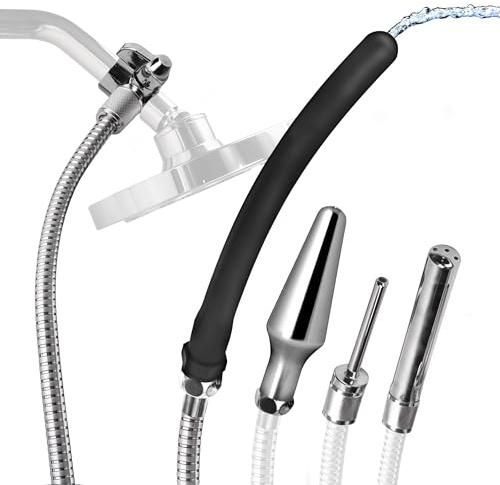 Cleanstream Premium Shower Enema Set with 6 Ft Hose, 4 Silicone & Aluminum Tips, ABS Construction, Flexible Comfort Attachments, Shower Adapter, Reusable Douches & Enemas Accessory