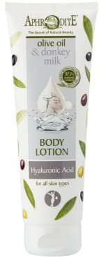 Loción corporal APHRODITE Youth Elixir. Crema hidratante corporal natural con leche de burra para el cuidado de la piel seca. Perfecta para eczemas y piel sensible (200 ml / 6.76 fl oz)