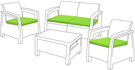 Gardenista Outdoor Seat Cushion Pads for Rattan Furniture | Garden Furniture Cushions for Keter Corfu Chairs | Water Resistant Patio Furniture Chair Padding | Soft & Durable | 4 Piece (Lime)