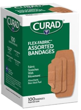CURAD Flex-Fabric Adhesive Bandages, Assorted Sizes, Durable and Flexible Protection, 100 Count (Pack of 6)