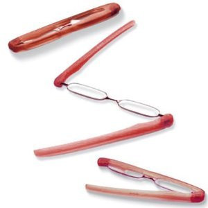 PODREADER Lesebrille Lesehilfe und Etui in Einem, der neue Trend, klappbar, faltbar, platzsparend, von +1,00 bis +3,00 Dioptrien sowie in trendigen Farben wählbar (+ 1.0 Dpt., Rot / Orange)