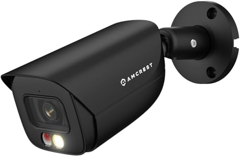 Amcrest 5MP IP PoE AI Camera w/ 49ft Color Night Vision, Security Outdoor Bullet Camera, Built-in Microphone, Human & Vehicle Detection, Active Deterrent, 129° FOV, 5MP@20fps IP5M-B1276EB-AI (Black)