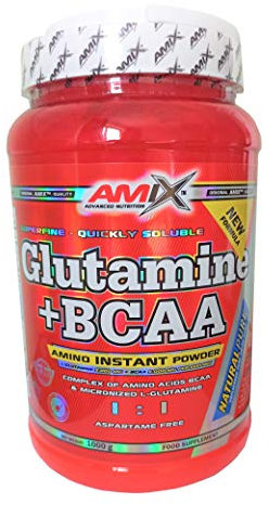 Amix - Glutamina + Bcaa - Suplemento Alimenticio - Mejora del Rendimiento - Contiene Aminoácidos Bcaa - Glutamina en Polvo - Nutrición Deportiva - Sabor a Natural - Bote de 1 Kg