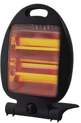 Wintem Stufa Elettrica al Quarzo Pieghevole 400/800W con Due Livelli di Calore – Stufetta a Basso Consumo per Camera, Ufficio o Bagno con Sistema Antiribaltamento e Base Stabile - 25,5x9x38,5cm