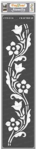CrafTreat Blumen Schablonen (Grenz12) (7cm x 30cm) Wiederverwendbare Schablonen zum Malen auf Holz, Leinwand, Papier, Stoff, Boden, Wand und Fliesen DIY Kunst und Handwerk Schablonen