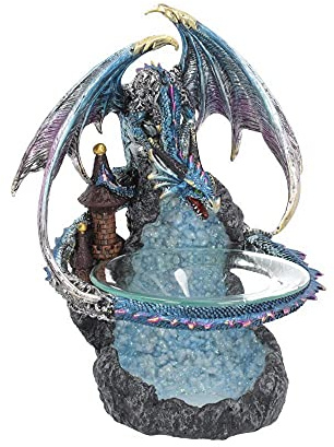 Nemesis Now Flame Saviour Dragon Oil Burner, Blue, 24cm