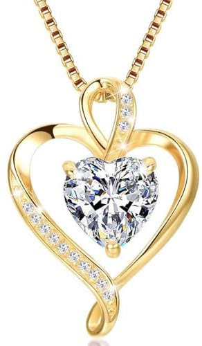 LAVUMO Collares Mujer Amor Colgante de Corazón Oro Rosa Plata de Ley 925 Collares Mujer Joyas Regalos para Esposa, Mamá Novia Cumpleaños Navidad Aniversario día San Valentín Regalo