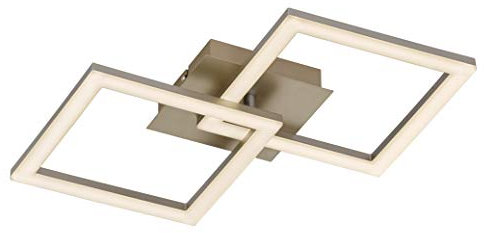 EGLO LED Deckenleuchte Huerta, Deckenlampe Wohnzimmer eckig, Lampe Flur Schlafzimer, Küchenlampe aus Metall in Silber, Schlafzimmerlampe warmweiß, L x B 37 cm