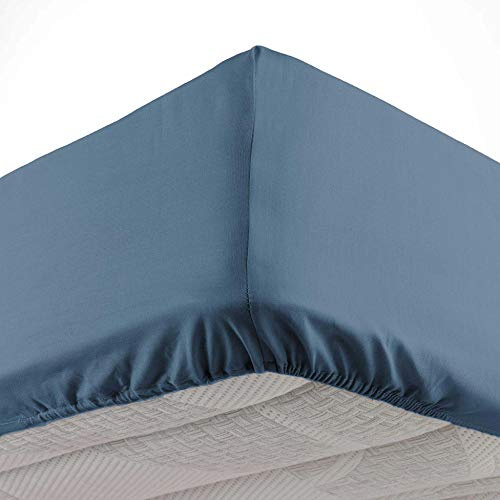 douceur d'intérieur Lenzuolo con angoli elasticizzati (90 x 190 cm) Oscar Blu Notte, Microfibra Tinta unita