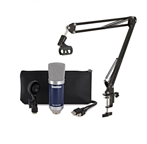 SubZero SZC-300 USB Condenser Microphone with Microphone Arm | Ideal for meetings, podcasters and content creators, flat detailed frequency response, plug-and-play