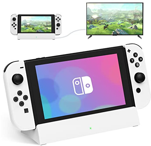 RuntoGOL Docking station TV per Nintendo Switch: supporto portatile per caricabatterie OLED, HDMI 4K e 3 porte USB