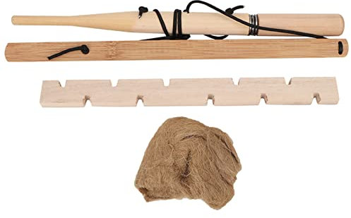 Tiiyee Bow Drill Kit Fire Starter, Primitive Wood Survival Practice Friction Fire Tool Flat Head Bow Drilling Fire Making Survival Emergency Ignitor Kit for Outdoor Activity Camping(1 Person)