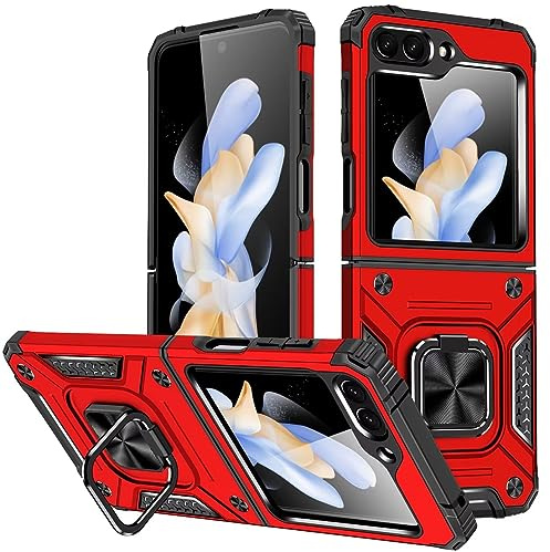 KANSi Fodral till Samsung Galaxy Z Flip 5, skyddande silikon TPU stötsäker tuff rustning hårt skydd – röd