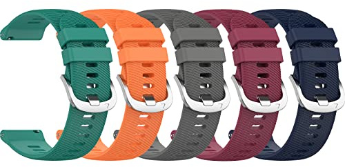 Uhrenarmbänder Kompatibel für Garmin Forerunner 265S/255S/255S Musik Ersatzarmbänder Armband für Garmin Vivoactive 4S/Vivomove 3S/Venu 2S/Venu 4 41mm Weiches Silikon Sportuhrband (5er-Pack A)