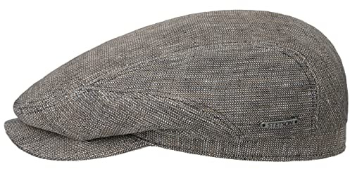 Stetson Brenscott Driver Flatcap Zweifarbige Melierte Leinencap Herren Made in EU Frühjahr Sommer beige 59 cm