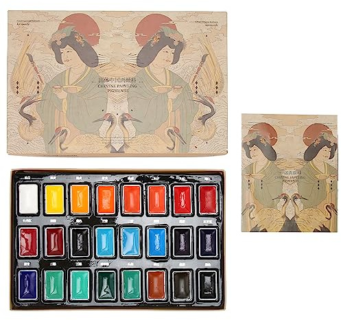Set di colori ad acquerello, 24 colori, ad alta saturazione, colori ad acquerello in stile cinese, ad asciugatura rapida, set indispensabile per pittura fai da te, schizzi,